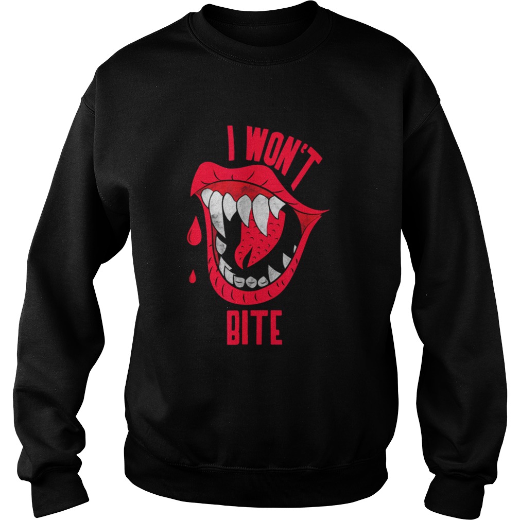 Beautiful Halloweens I Wont Bite Red Lipss Scary Vampire Sweatshirt