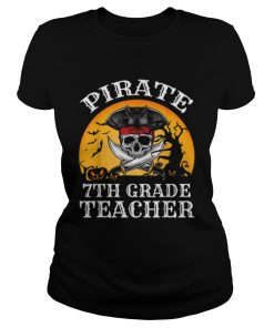 Beautiful Pirate 7th Grade Teacher Funny Halloween  Classic Ladies