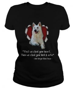 Berger Blanc Suisse First We Steal Your Heart Then We Steal Your Bed And Sofa Sweat Shirt Classic Ladies