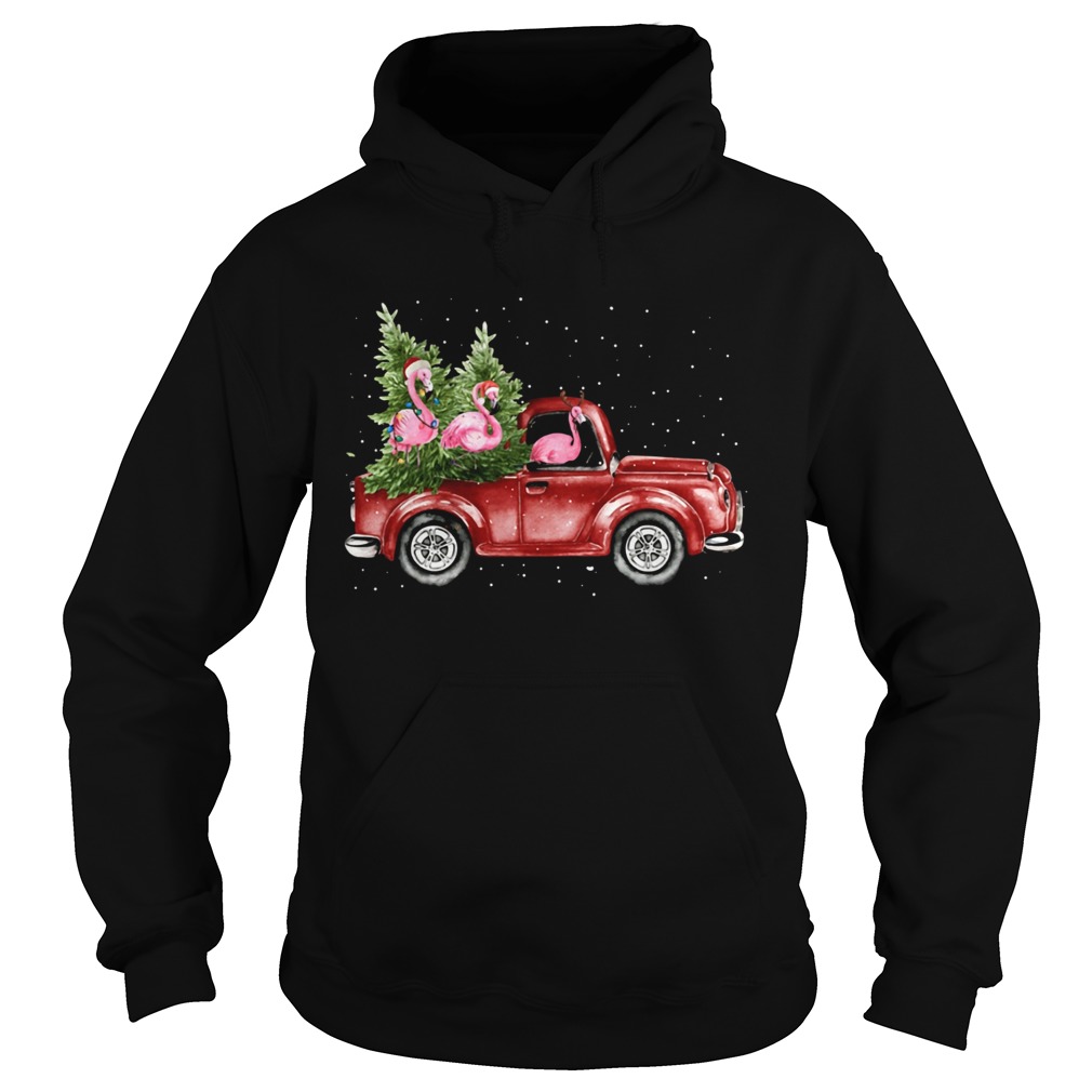 Flamingo truck Christmas tree Hoodie