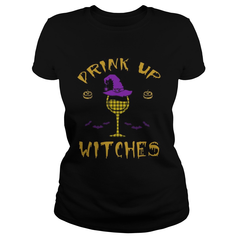 Happy Halloween Drink Up Witches Wine Lover TShirt Classic Ladies