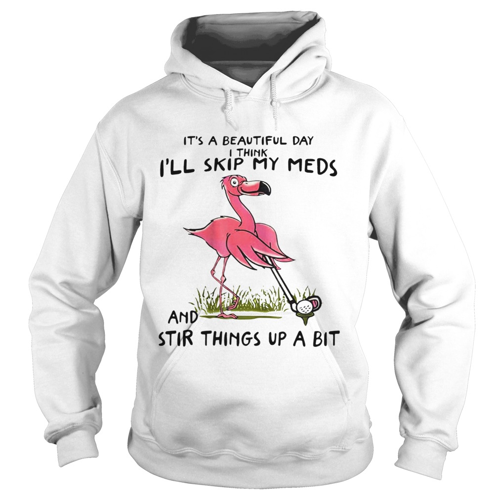 Its a beautiful day I think day Ill skip my meds and stir things up a bit Flamingo Golf Hoodie