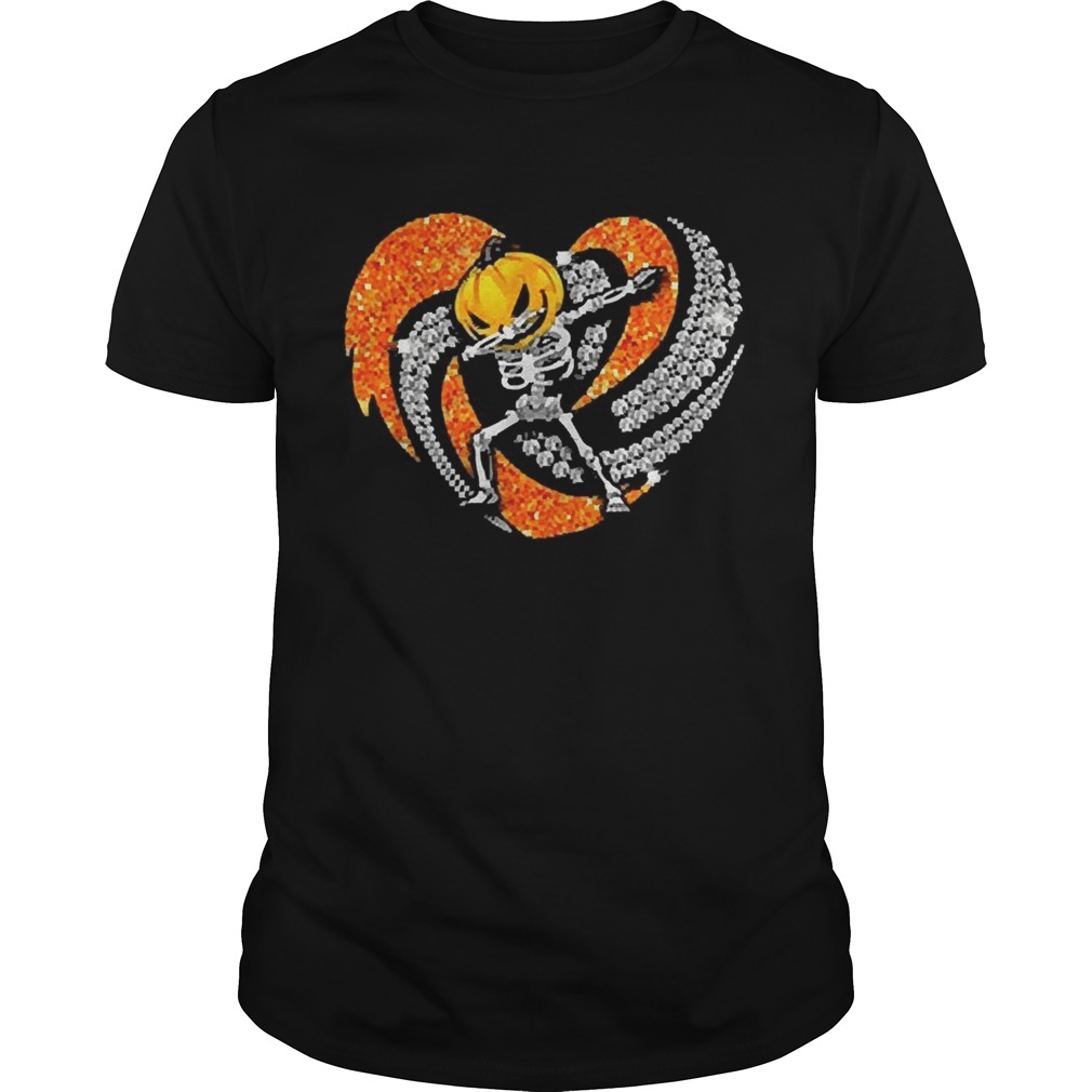 Jack Skellington Pumpkin dabbing heart bling Halloween shirt