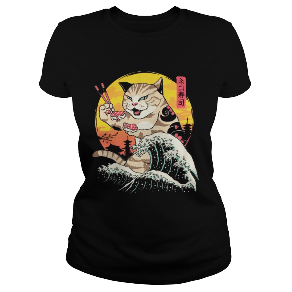 Neko sushi wave womens t Classic Ladies