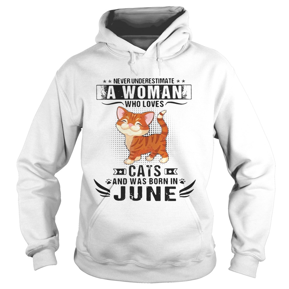 Never underestimate a woman who loves cats and was born in June Hoodie