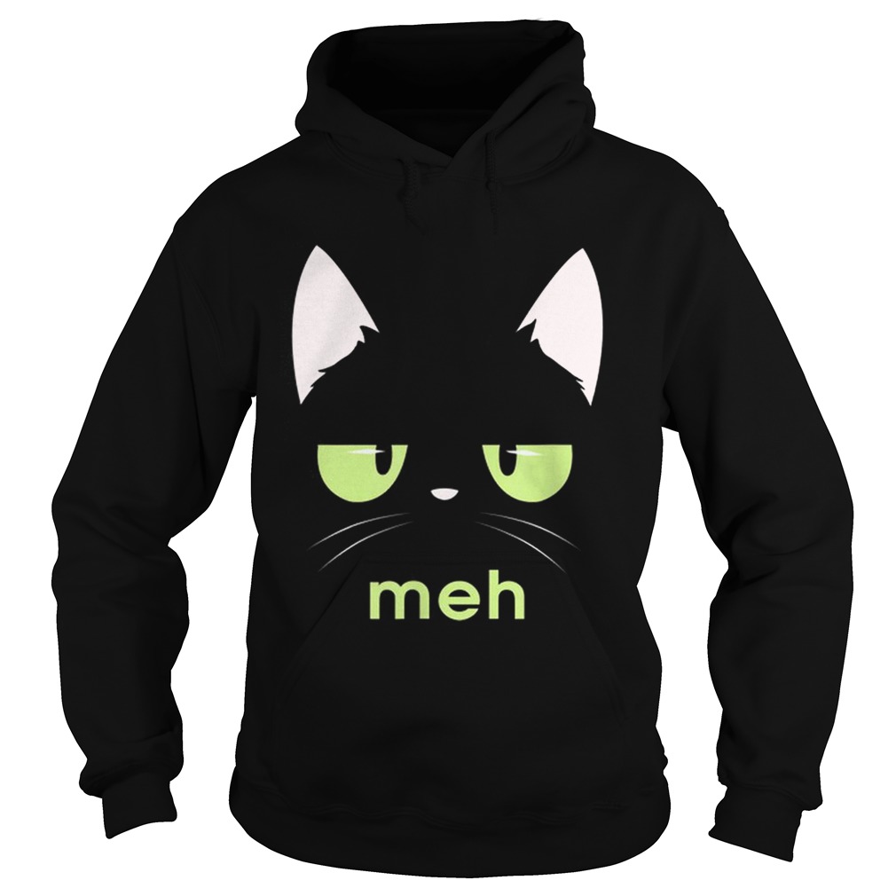 Original Meh Black Bored Cat Face Costume Cats Lovers Hoodie