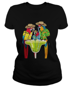 Parrots Drinking Margarita Hawaiian Vacation Birds Shirt Classic Ladies