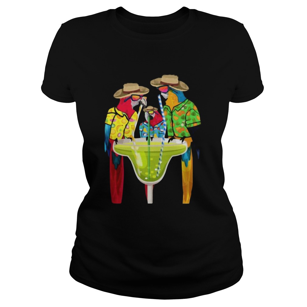 Parrots Drinking Margarita Hawaiian Vacation Birds Shirt Classic Ladies