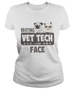 Pug and Grumpy cat resting vet tech face  Classic Ladies