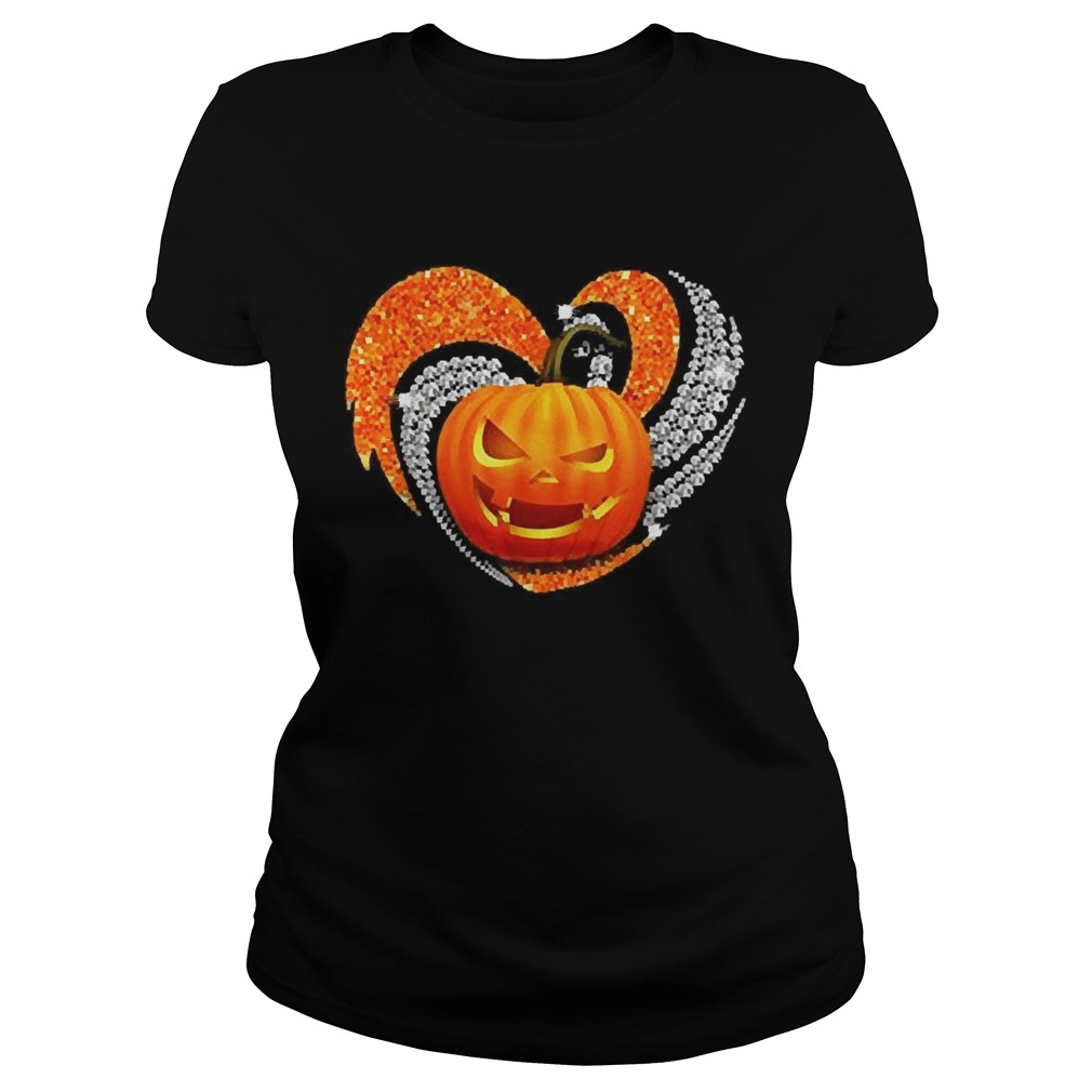 Pumpkin heart bling Halloween Classic Ladies