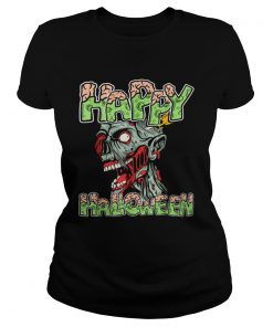 Top Happy Halloween Zombie Cartoon Funny  Classic Ladies