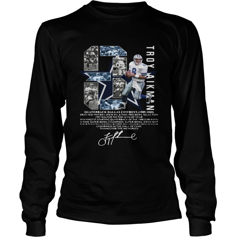 Troy Aikman 8 Quarterback Dallas Cowboys signature LongSleeve