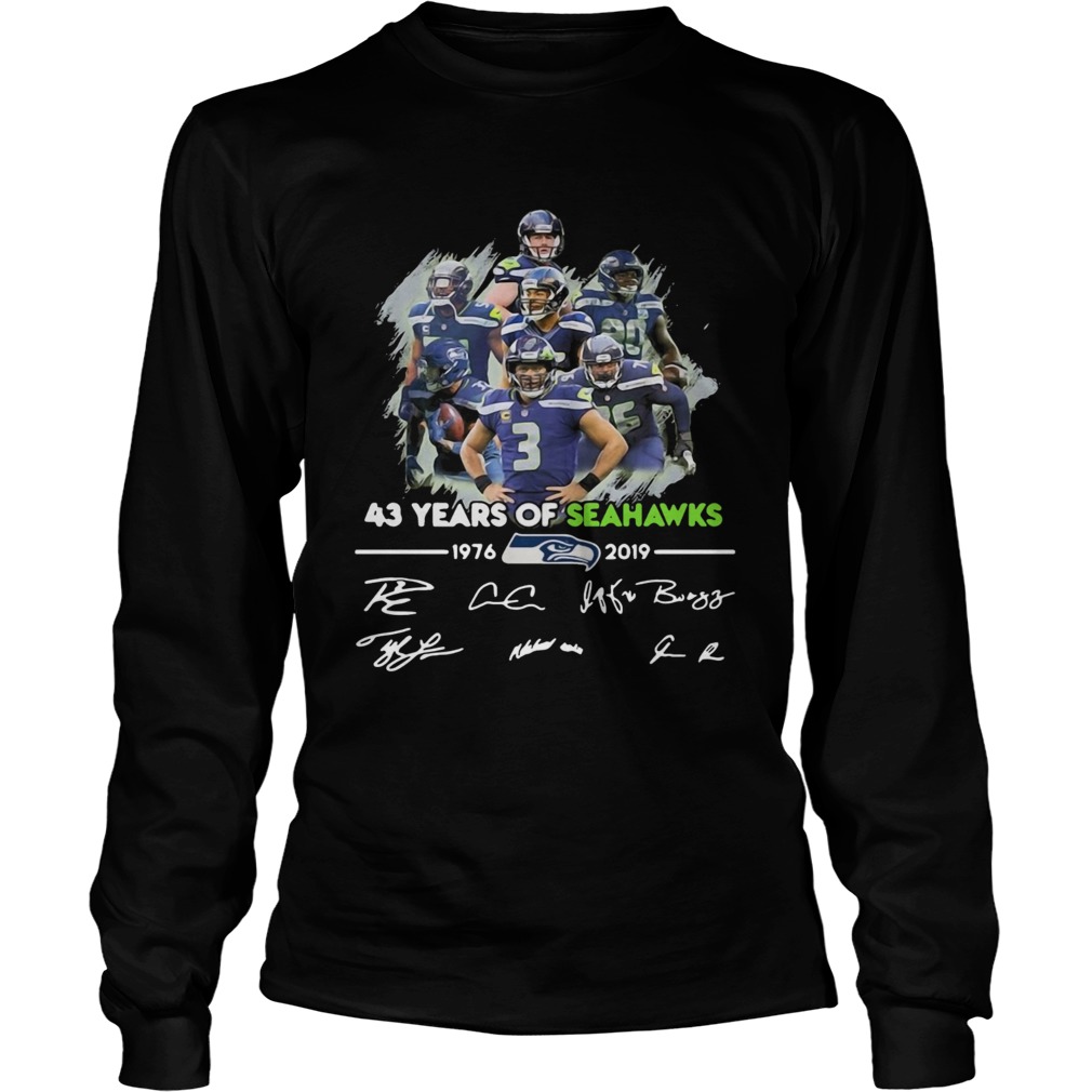 43 Years of Seattle Seahawks 19762019 signatures LongSleeve