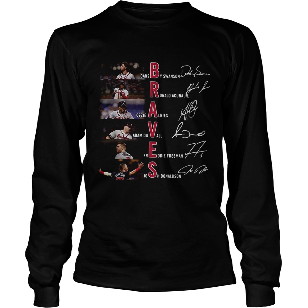 Atlanta Braves Dansby Swanson Ronald Acuna Jr Ozzie Albies signatures LongSleeve