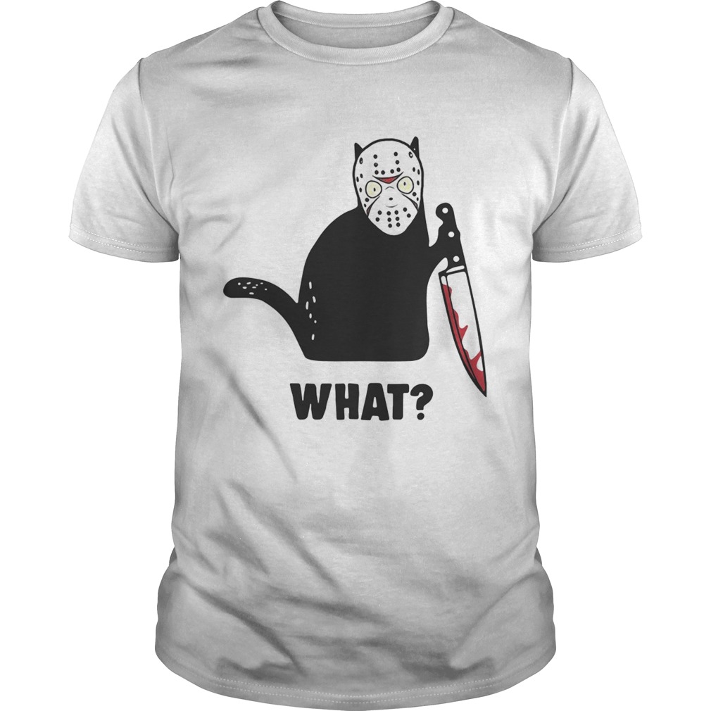 Black cat Jason Voorhees what blood knife shirt