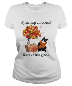 Bombay Cat Collie Its The Most Wonderful Time Of The Year Fall Autumn Maple Leaf Shirt Classic Ladies