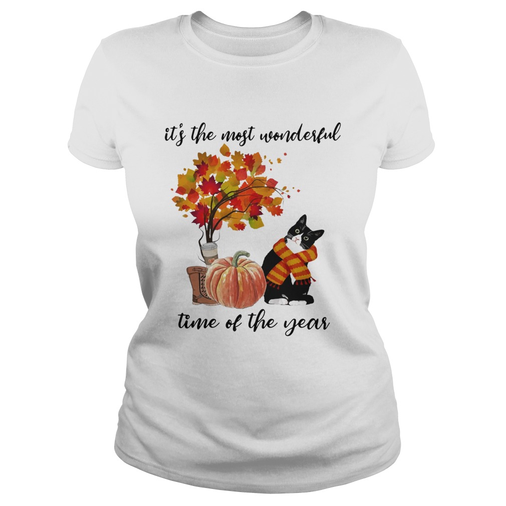 Bombay Cat Collie Its The Most Wonderful Time Of The Year Fall Autumn Maple Leaf Shirt Classic Ladies