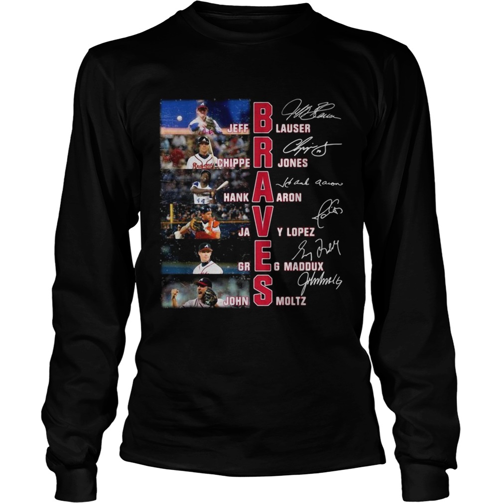 Braves Jeff Blauser Chipper Jones Hank Aaron signature LongSleeve