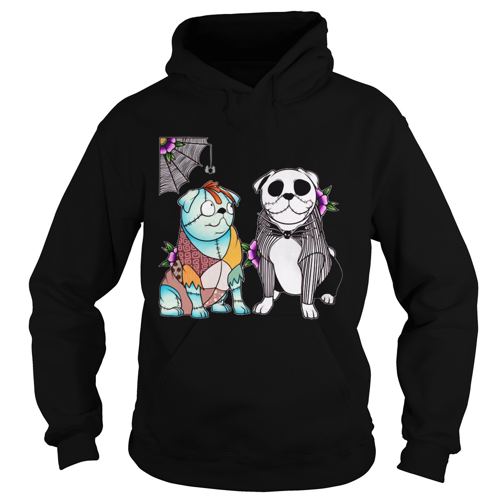 Bulldog Husband Jack skellington and Sally Hoodie