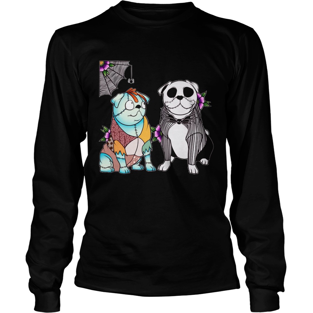 Bulldog Husband Jack skellington and Sally LongSleeve