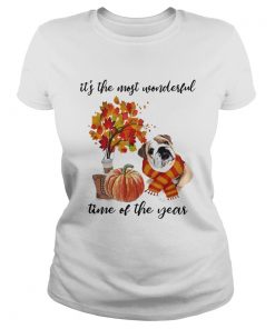 Bulldog Its The Most Wonderful Time Of The Year Fall Autumn Maple Leaf Shirt Classic Ladies