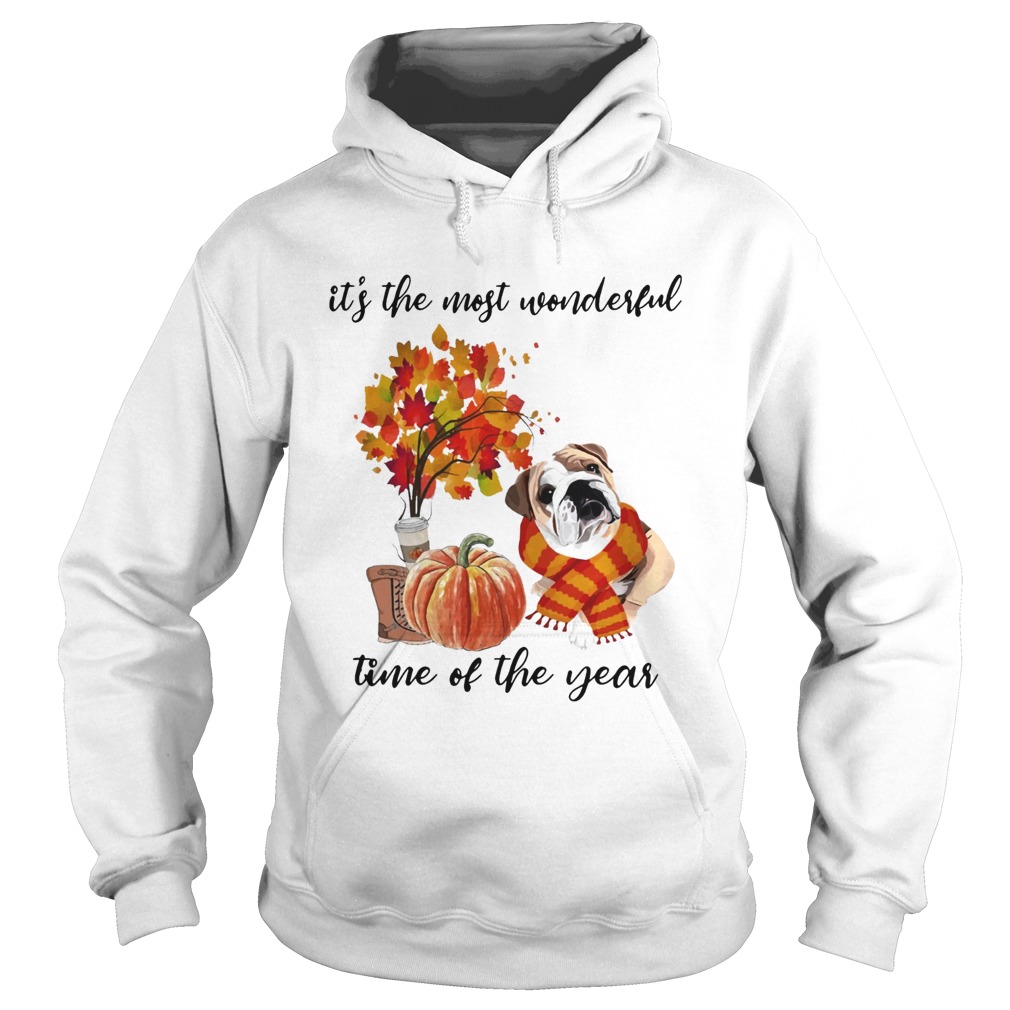 Bulldog Its The Most Wonderful Time Of The Year Fall Autumn Maple Leaf Shirt Hoodie