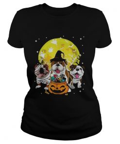 Bulldog mummy witch dog moon ghosts Halloween  Classic Ladies