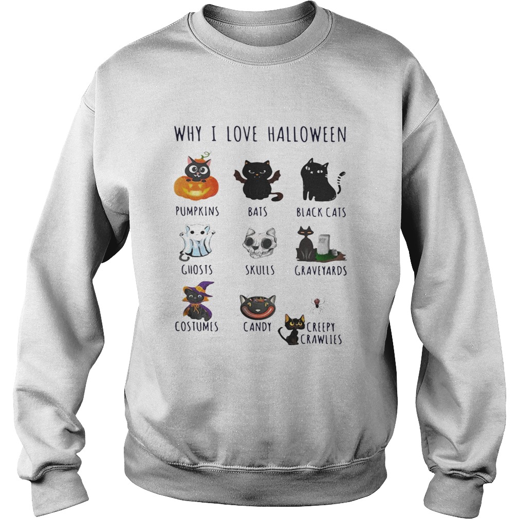 Cat why I love Halloween pumpkins bats black cats ghosts skulls graveyards Sweatshirt