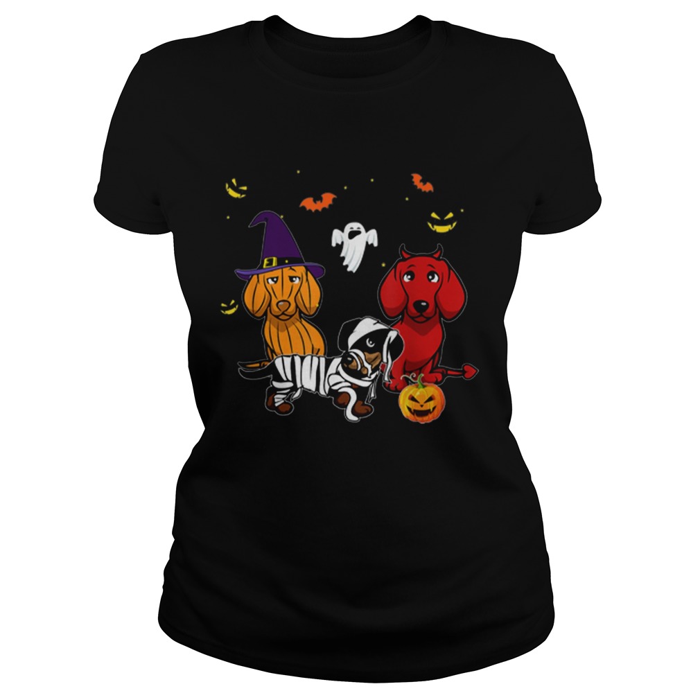 Dachshund Doxie Witch Devil Pumpkin Halloween Classic Ladies