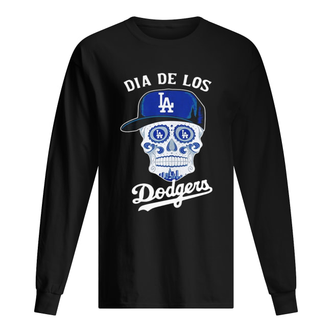 Dia De Los Dodger halloween sugar skull Long Sleeved T-shirt 