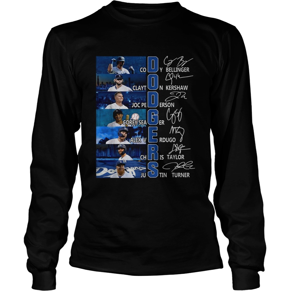 Dodgers Cody Bellinger Clayton Kershaw Joc Pederson signatures LongSleeve