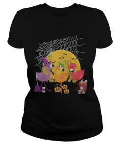 Flamingo Halloween Witch Demon Pumpkin TShirt Classic Ladies