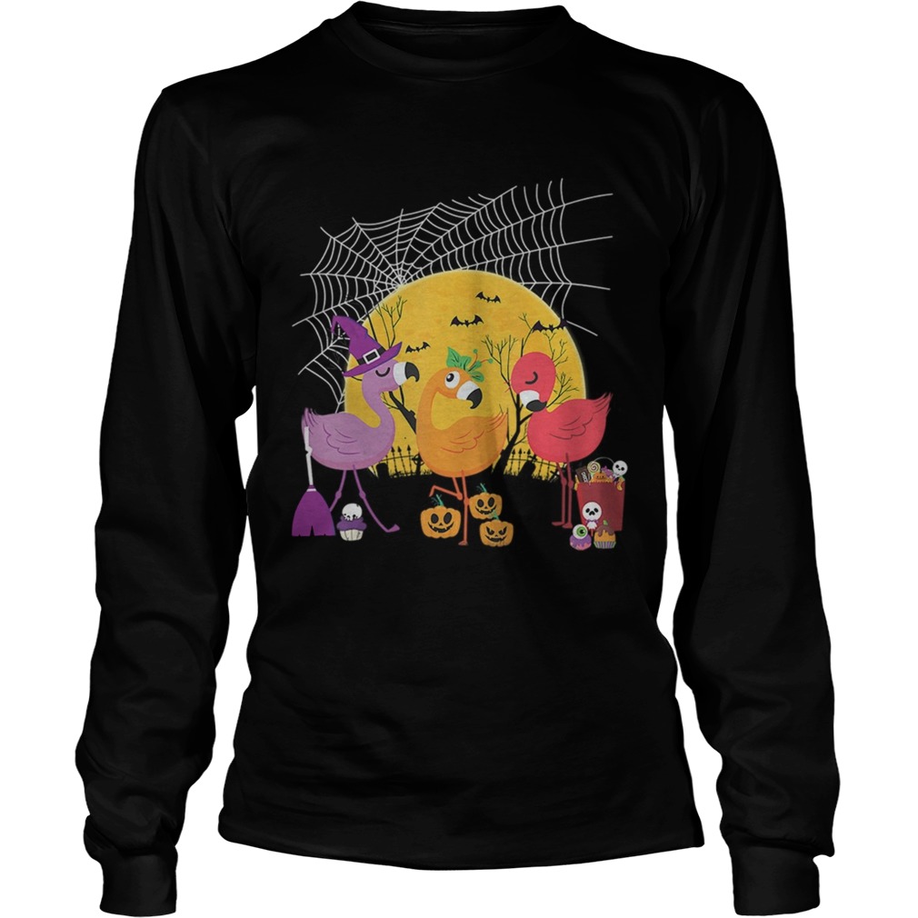 Flamingo Halloween Witch Demon Pumpkin TShirt LongSleeve