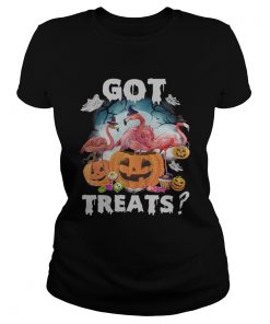 Flamingo Pumpkin Halloween TShirt Classic Ladies