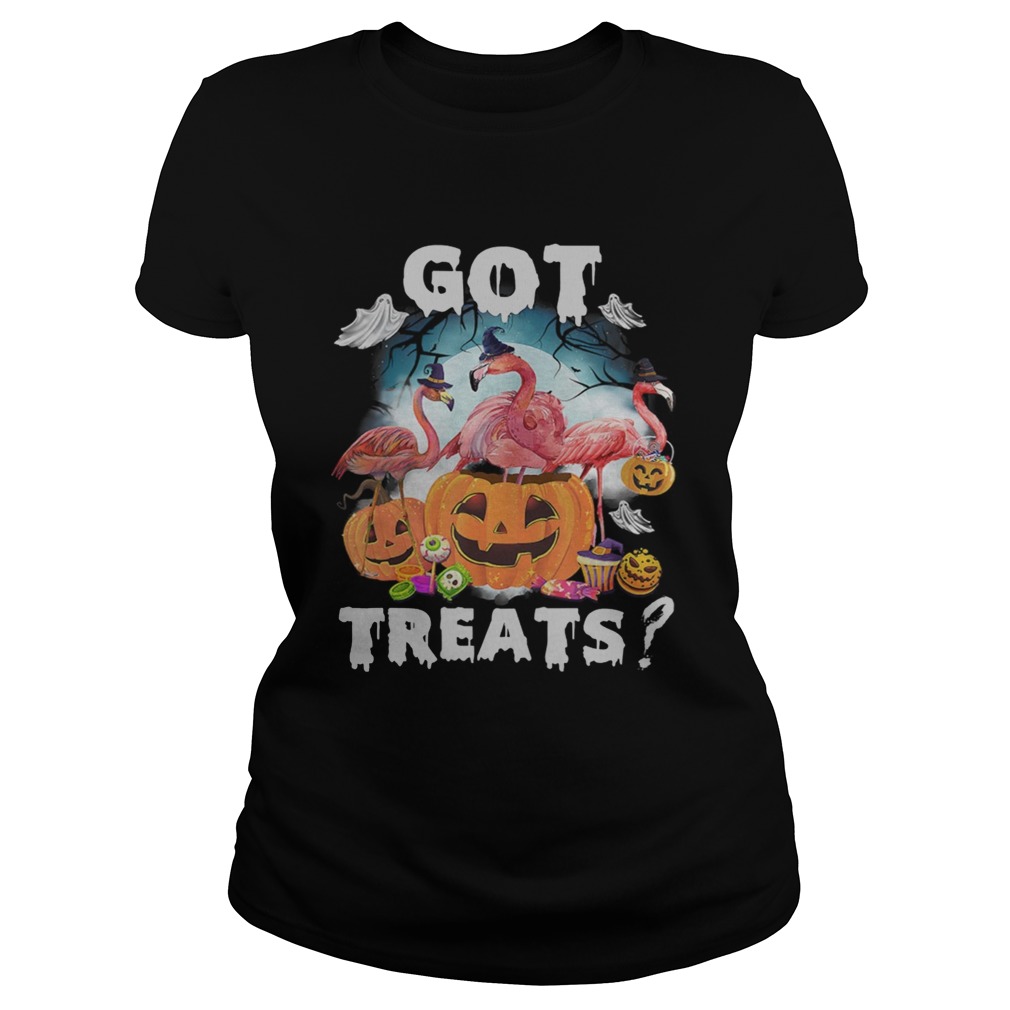 Flamingo Pumpkin Halloween TShirt Classic Ladies