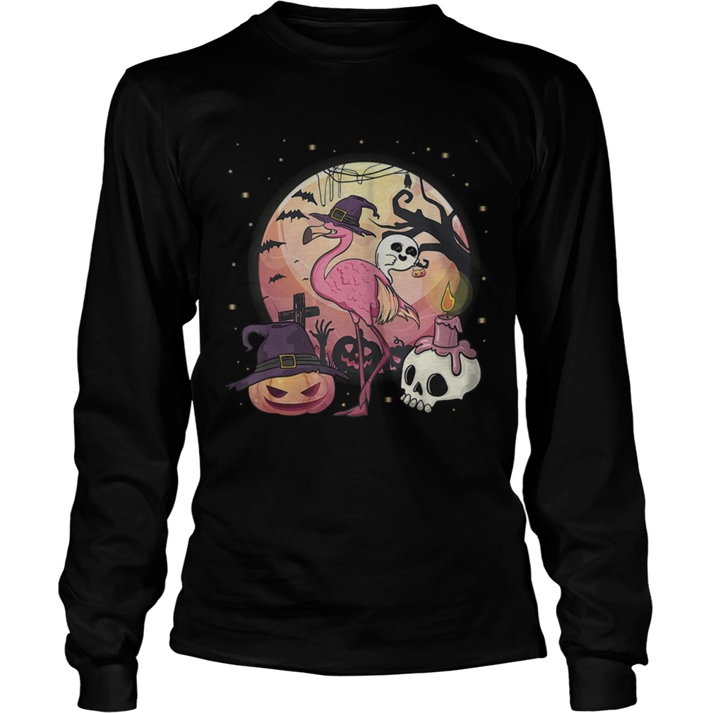 Flamingo with Pumpkin Flamingo Halloween TShirt LongSleeve