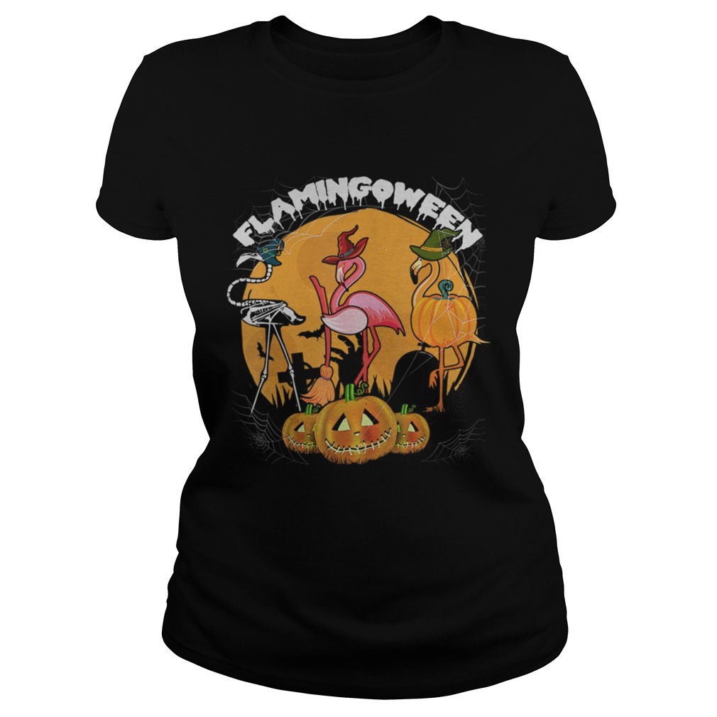 Flamingoween Funny Flamingo Halloween TShirt Classic Ladies