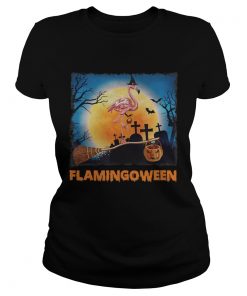 Flamingoween Funny Flamingos Halloween Shirt Classic Ladies