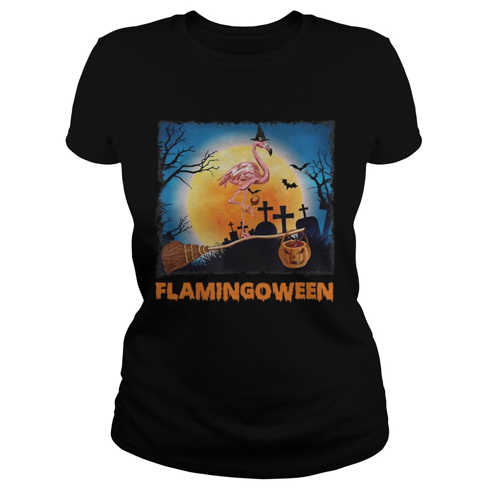 Flamingoween Funny Flamingos Halloween Shirt Classic Ladies