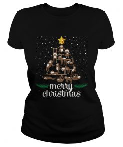 Funny Sloth Christmas Pine Tree Merry Christmas TShirt Classic Ladies