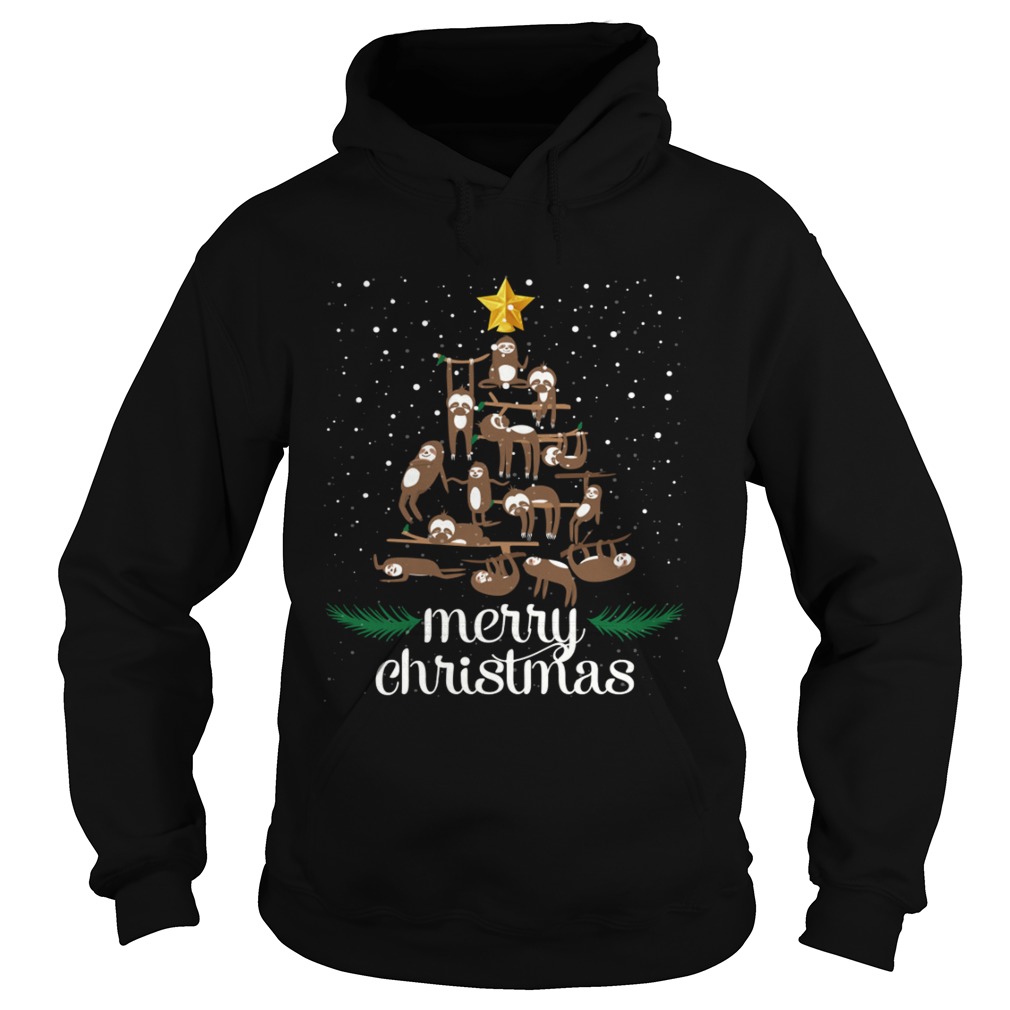 Funny Sloth Christmas Pine Tree Merry Christmas TShirt Hoodie