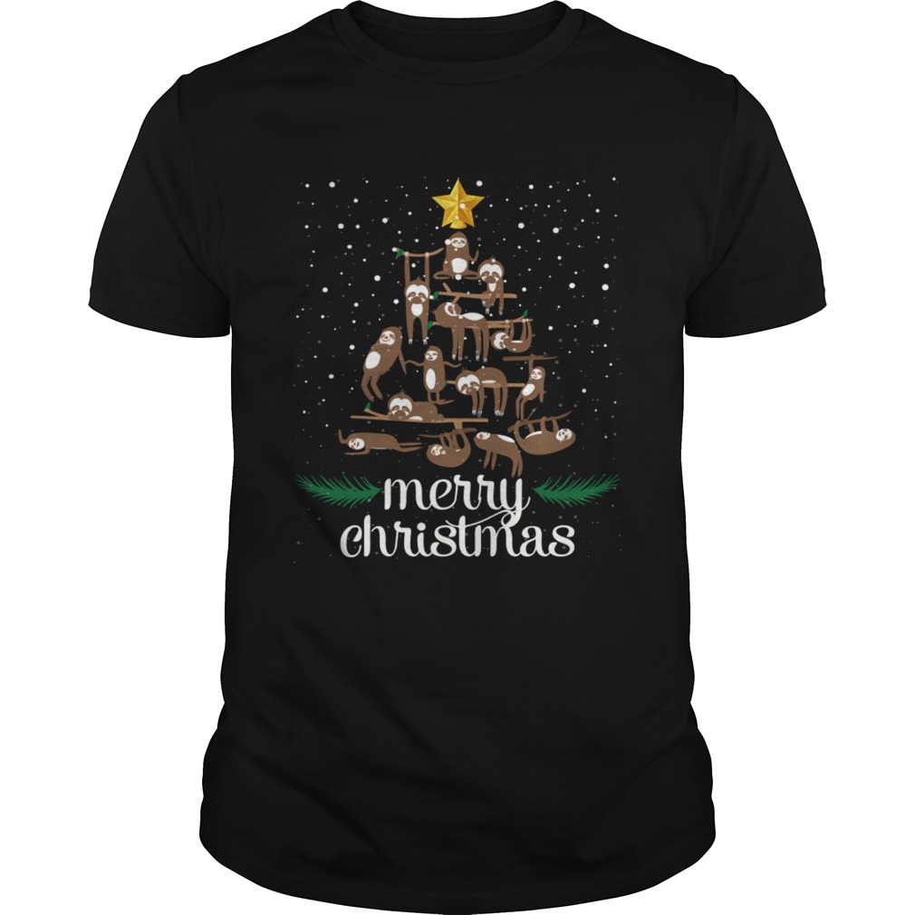 Funny Sloth Christmas Pine Tree Merry Christmas TShirt