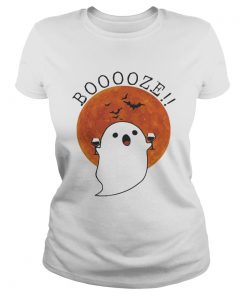 Ghost drinking wine booze Moon Haunted Halloween  Classic Ladies