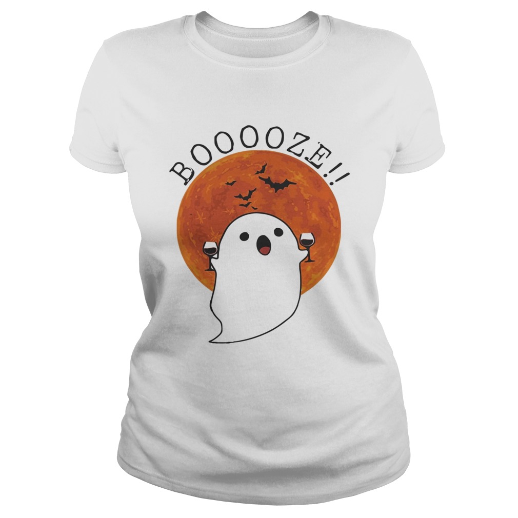 Ghost drinking wine booze Moon Haunted Halloween Classic Ladies