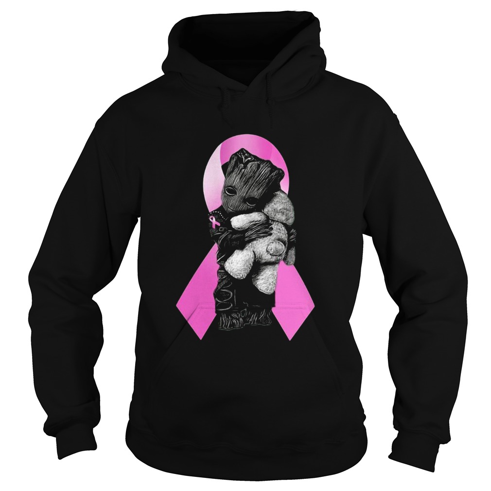 Groot hugging Teddy Breast Cancer Hoodie