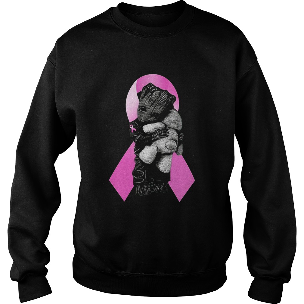 Groot hugging Teddy Breast Cancer Sweatshirt