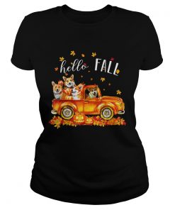 Halloween Hello Fall Corgi Funny T Shirt Classic Ladies