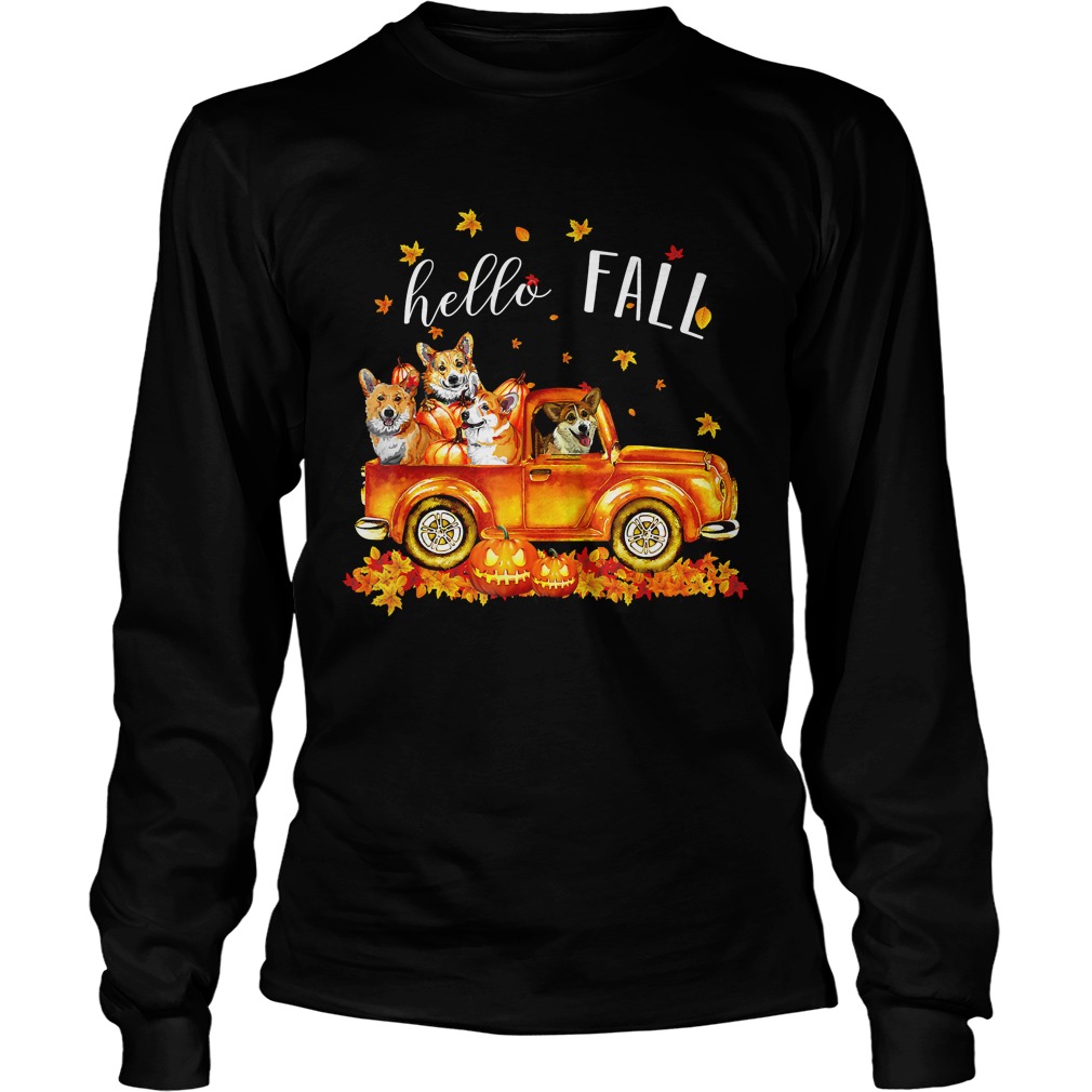 Halloween Hello Fall Corgi Funny T Shirt LongSleeve