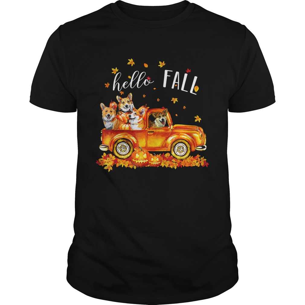 Halloween Hello Fall Corgi Funny T Shirt