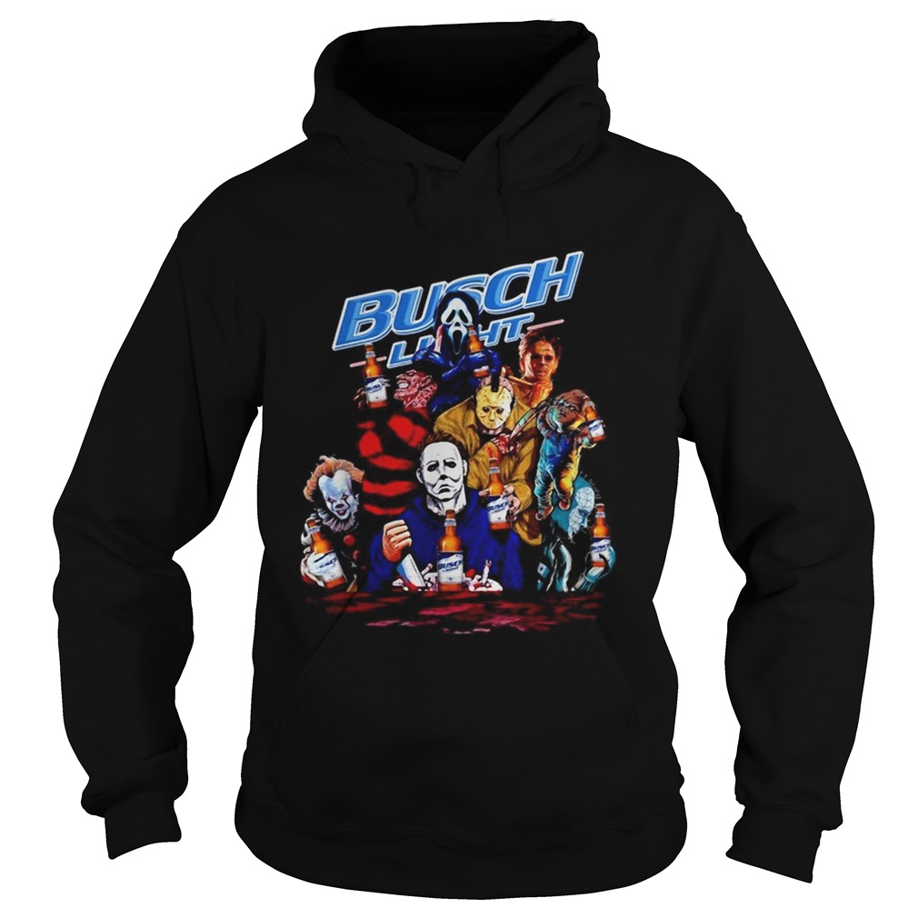 Halloween Horror Characters drinking Busch Light Hoodie